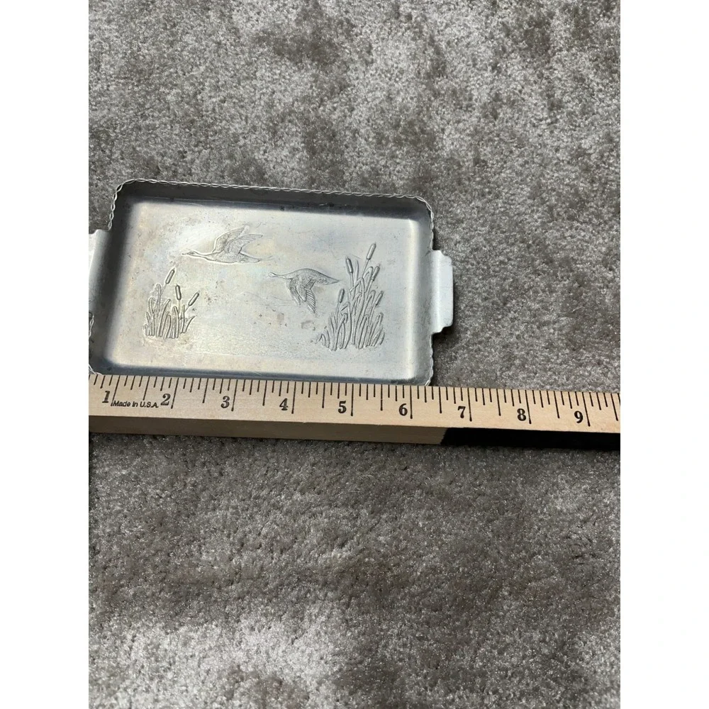Set Of 7‎ Vintage Aluminum Trays With Embossed Flying Geese Design